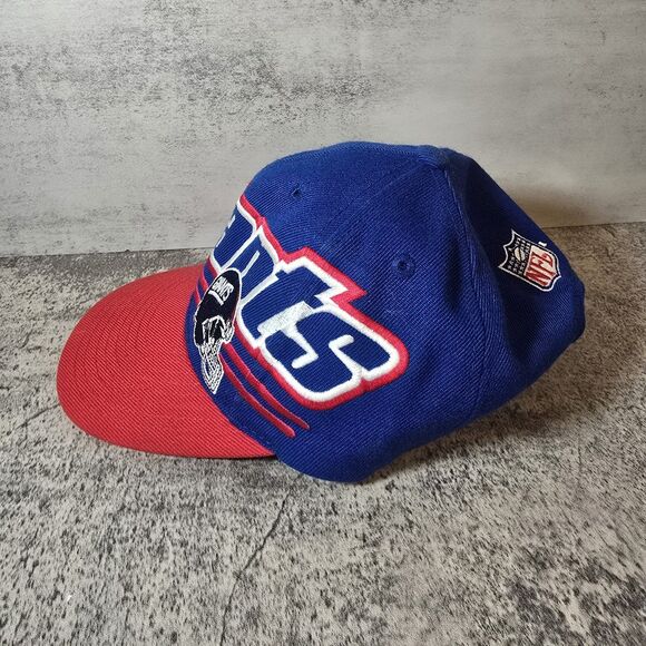Vintage 90s Reebok New York Giants Snapback Hat Cap NFL Pro Line Wool Blue Red - Picture 4 of 7